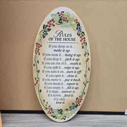 Rules of the House Oval Wall Sign