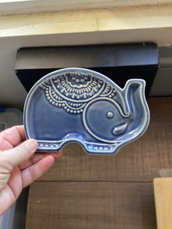 Blue Ceramic Elephant Trinket Dish