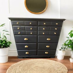 Vintage Blue Wood Dresser 