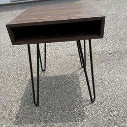 18" Modern Side Table with Hairpin Legs for Stylish Storage in Any Room - Dark Walnut 