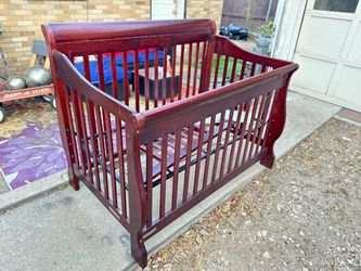 Cherry Wood Sleigh Style Baby Crib