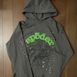 Grey and Green Spider Hoodie, Mens M