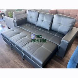 Faux Leather pull out sofa 