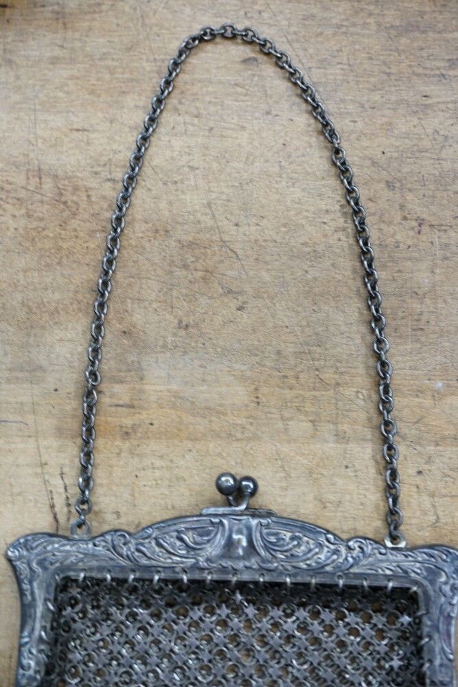 EDWARDIAN ANTIQUE JWR CO GERMAN SILVER CHAINMAIL BAG EARLY 20TH CENTURY
