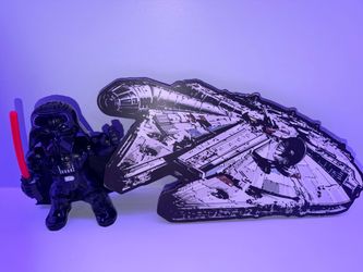 Star Wars Lot: Bop It! Darth Vader (With Sound) and Millennium Falcon MDF Sign
