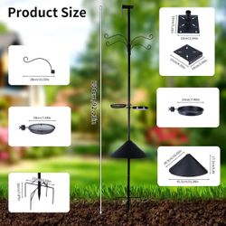 Black Metal Bird Feeder Station Pole