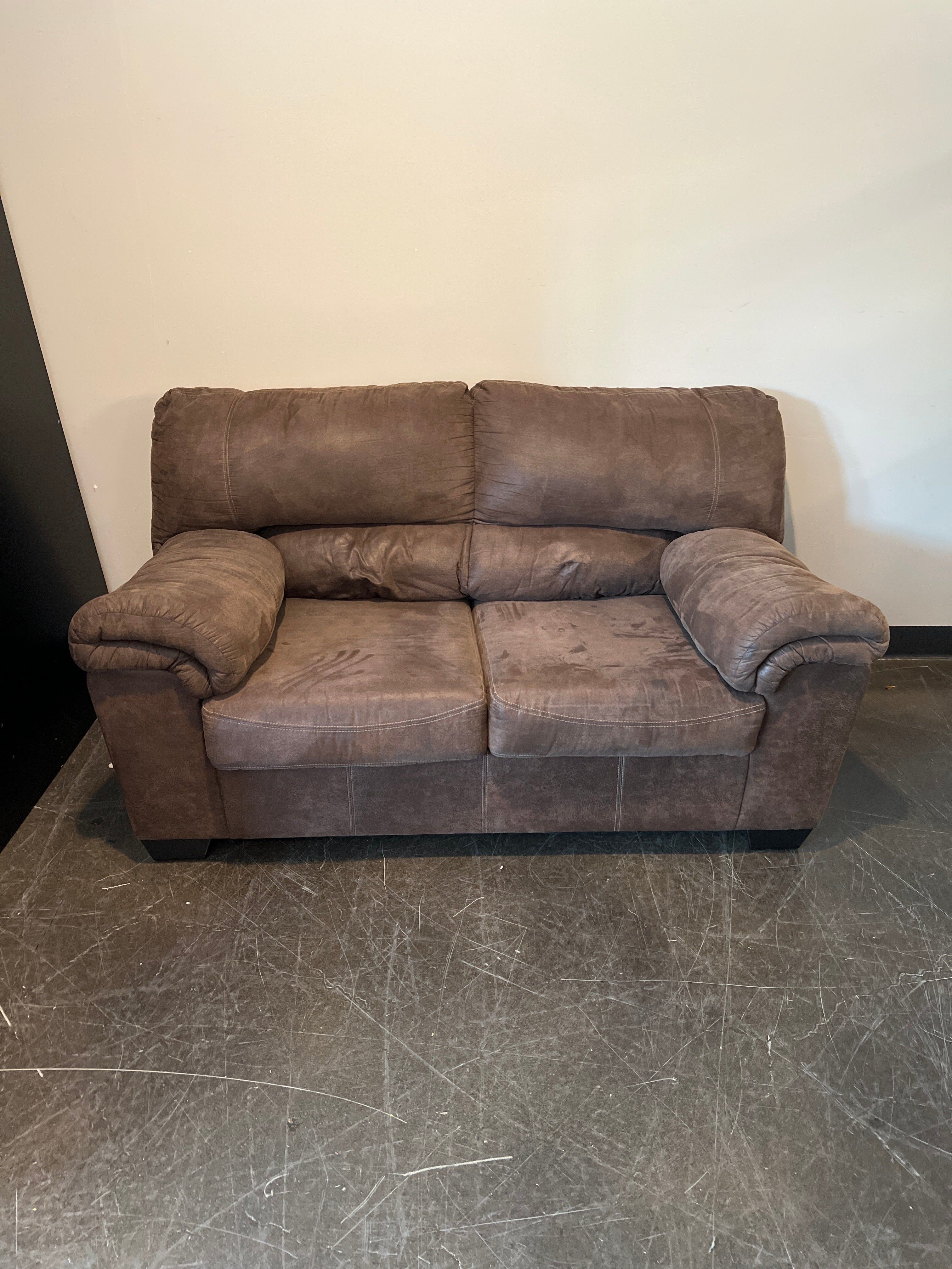 Plush Brown Microfiber Loveseat
