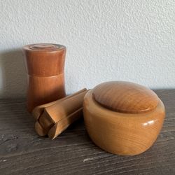 Wood Decor Trinket Boxes Myrtlewood And Teak Handmade Set of 3