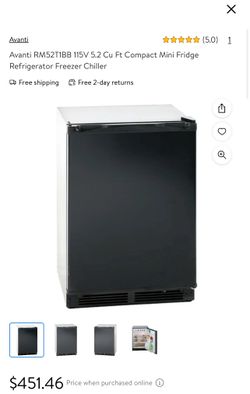 Avanti RM52T1BB 115V 5.2 Cu Ft Compact Mini Fridge Refrigerator Freezer Chiller