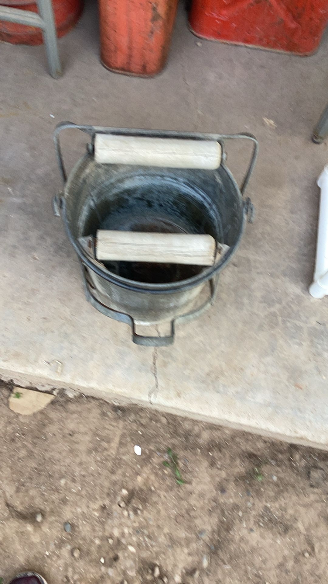 Old Galvanized Metal Mop Bucket