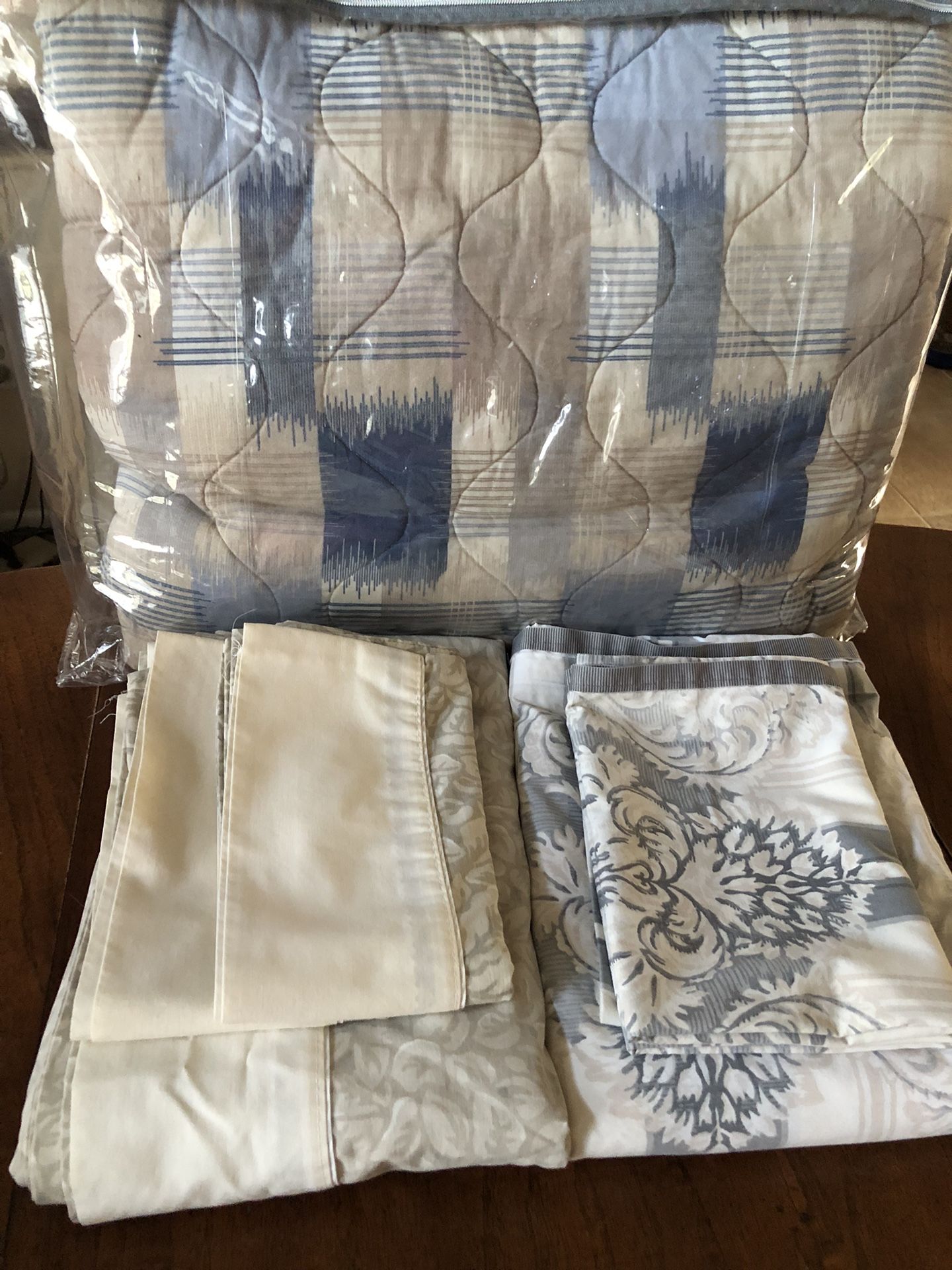 Blue And Beige King Size Comforter Set