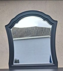 Large Black Wooden Mirror