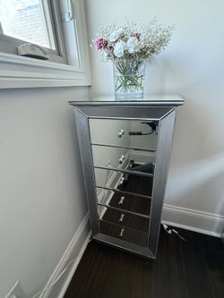 Mirrored/silver jewelry armoire