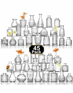 Arme Vase Set Of 45, Clear Bud Vases In Bulk, Mini Glass Vases For Flower, Small Flower Vases For Centerpieces, Vases For Decor, Home Wedding Table Dé
