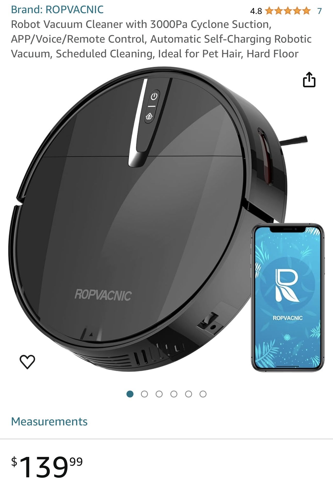 ROPVACNIC Robot Vacuum Cleaner with 3000Pa Cyclone Suction, APP/Voice/Remote Control, Automatic Self-Charging Robotic Vacuum, Scheduled Cleaning, Idea