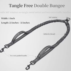 No Tangle Double Dog Leash 360 Swivel