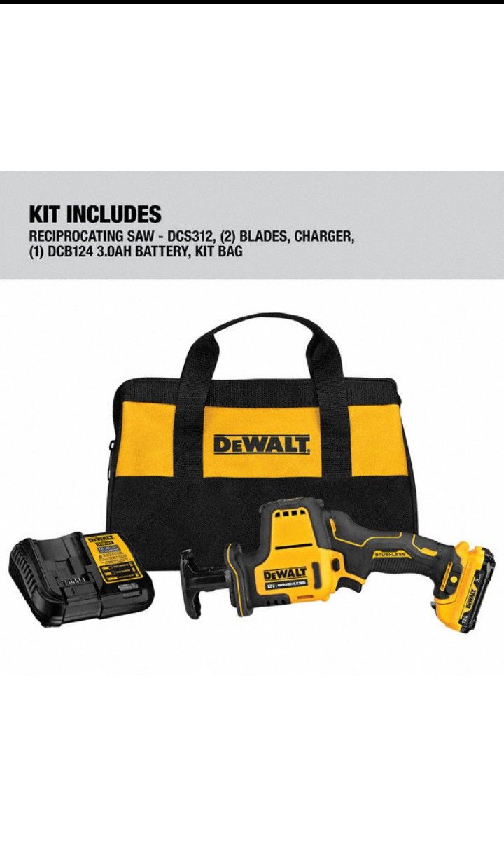 Reciprocating Saw: 5/8 in Stroke Lg, 2,800 Max. Strokes per Minute, Straight, Brushless Motor, 12 V