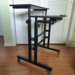 Adjustable Height Mobile Rolling Stand Up Laptop Desktop Desk Work Table