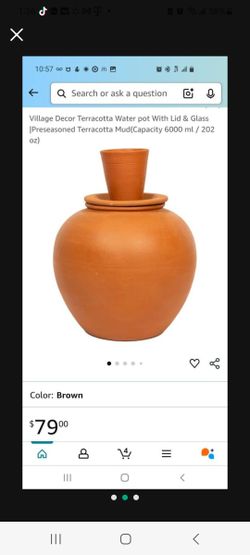 Village Decor Terracotta Water pot With Lid & Glass