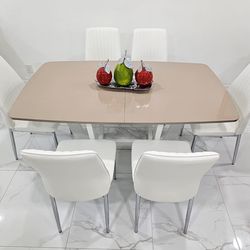 Mesas de comedor Europeas extensibles de 6 a 8 o 10 puestos con 6 sillas