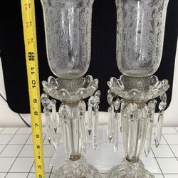 Vintage Antiques Set of two fine glass lamps 