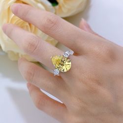 10*14 pear shaped diamond ring with S925 silver ring ,wedding ring