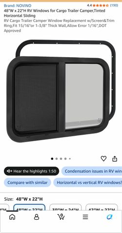 NOVINO 48x22 RV Cargo Trailer Sliding Window