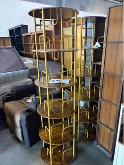 5Tier Rotating Bookshelf, 360 ° Display Stackable Spinning Bookshelf Tower,Round Space Saving Tall Floor Standing Swivel Bookcase Corner Storage Organ