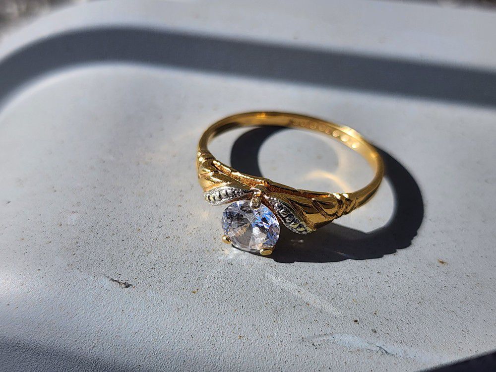 14k gold with diamond accent engagement ring 