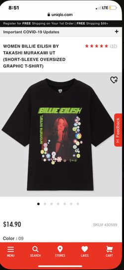 Women’s T-shirt Black UNIQLO Billie Eilish by Takashi Size M