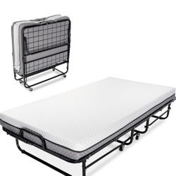 Foldable Twin Bed With Mattress 