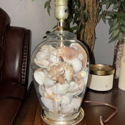 Charming Vintage Seashell Filled Lamp (No Lamp Shade)