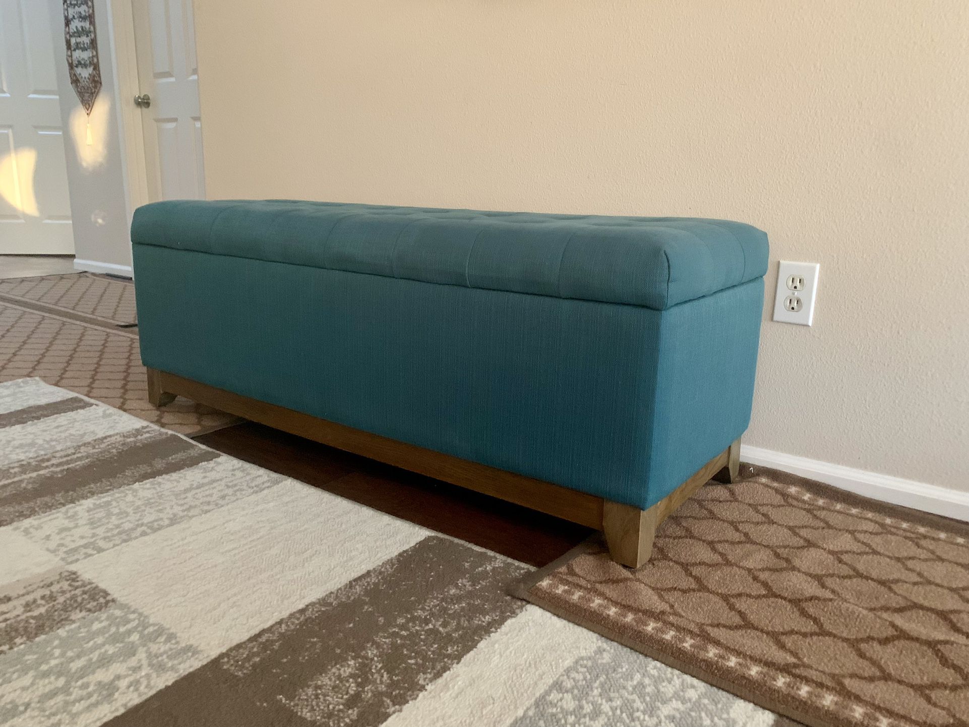 Ottoman Bench (For Storage) With a Hinged Lid, 120x40x40 CM, Mint Green 