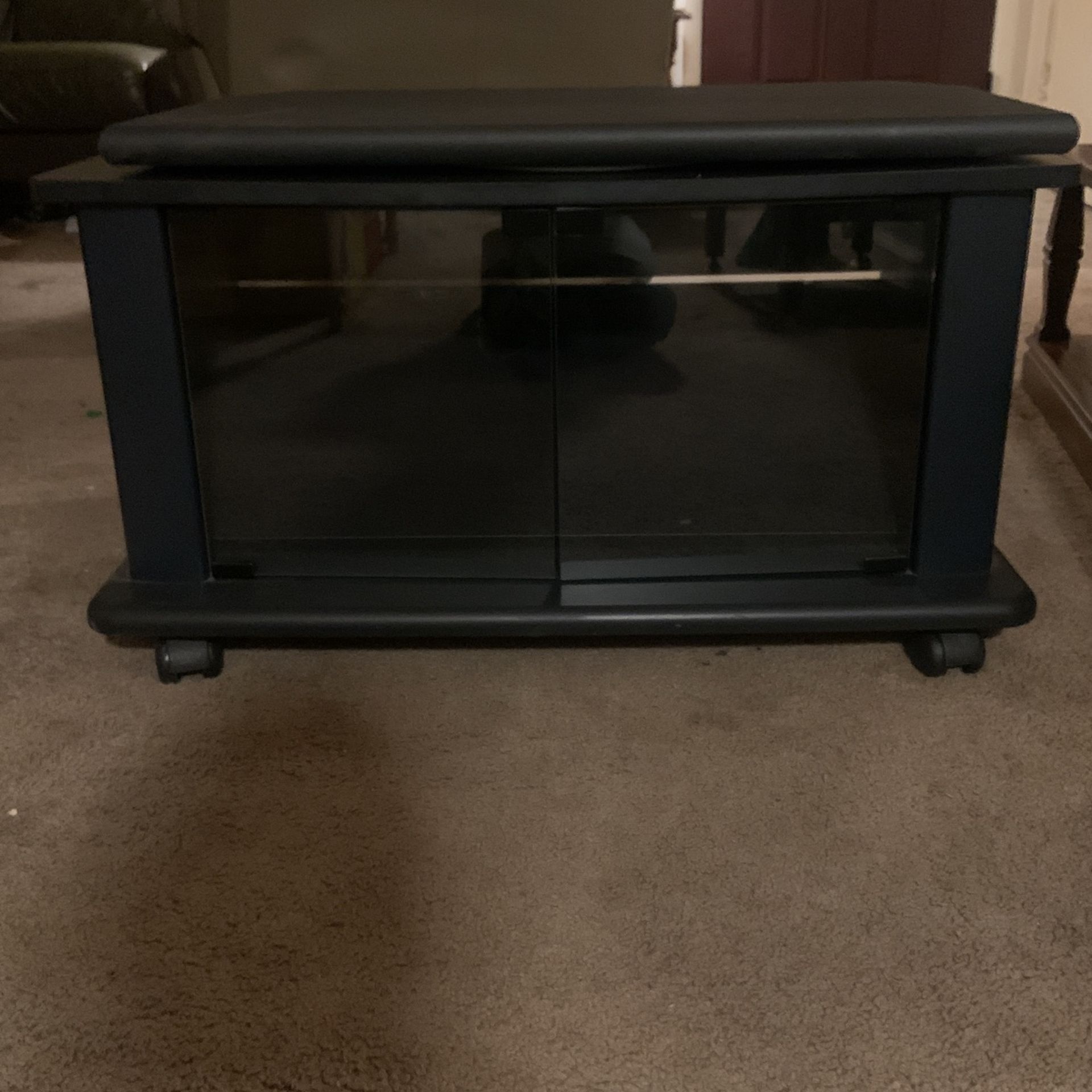 TV Stand With Glass Doors and Rotating Top