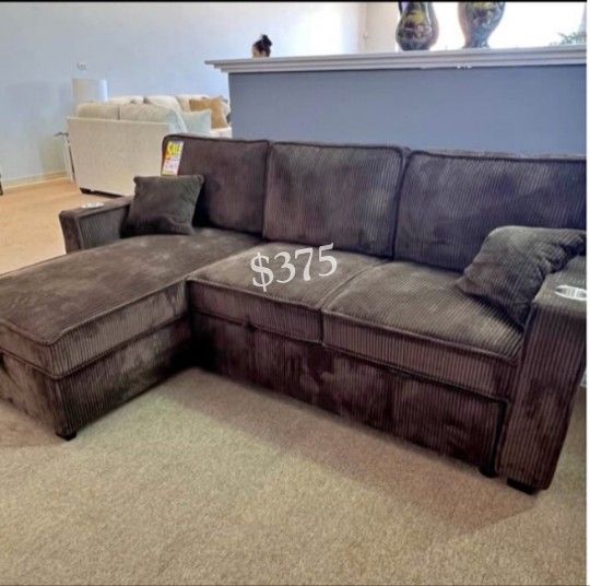 ✅No Tax ✅ 2-Pc Corduroy Sectional Sofa Sets All brand New‼️