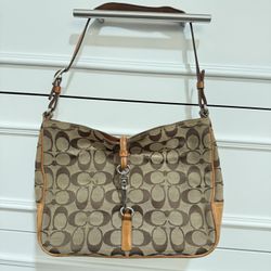 Coach Canvas Fold Over Handbag