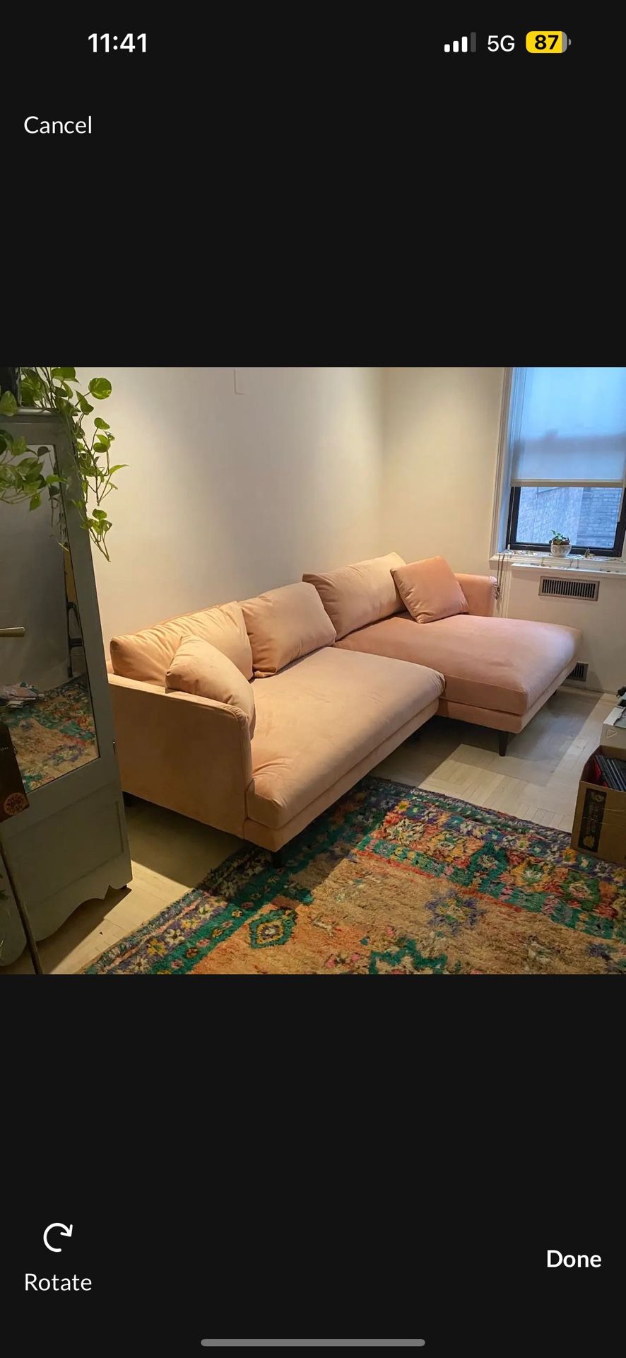 Blush Pink Velvet Sectional Couch Chaise Lounger Joybird