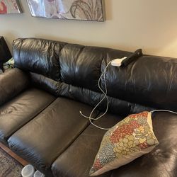 PICK UP FOR FREE - Comfortable Brown Leather Sofa And Loveseat 