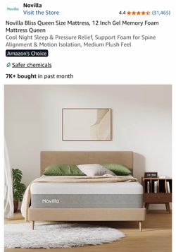 Novilla Bliss Queen Size Mattress, 12 Inch Gel Memory Foam - new in box