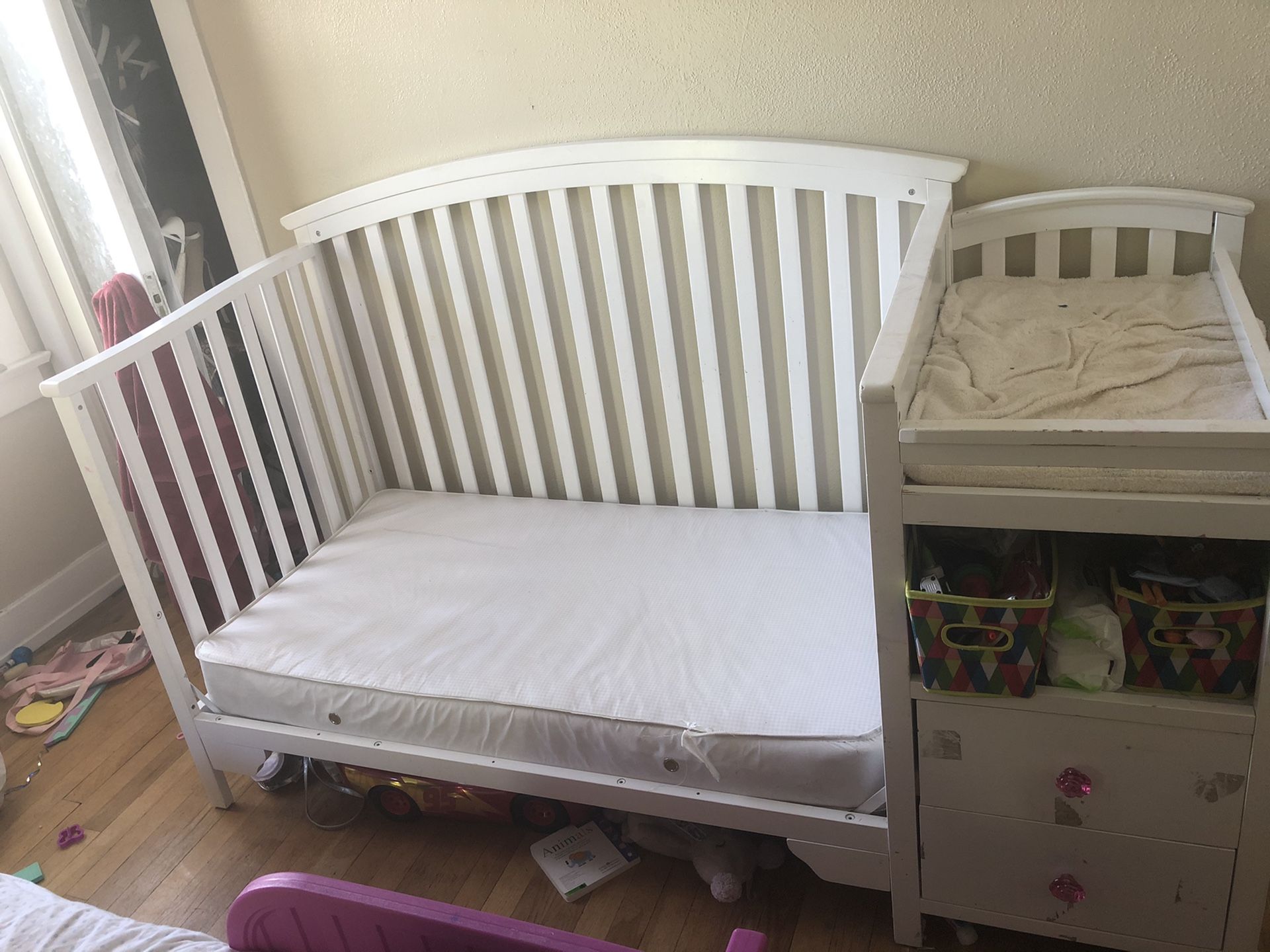 Crib with changing table and drawers