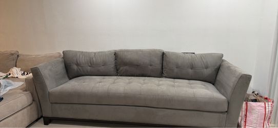 Gray Tufted Fabric Sofa Cindy Crawford home