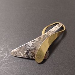 Taxco Sterling Silver And Brass Broach