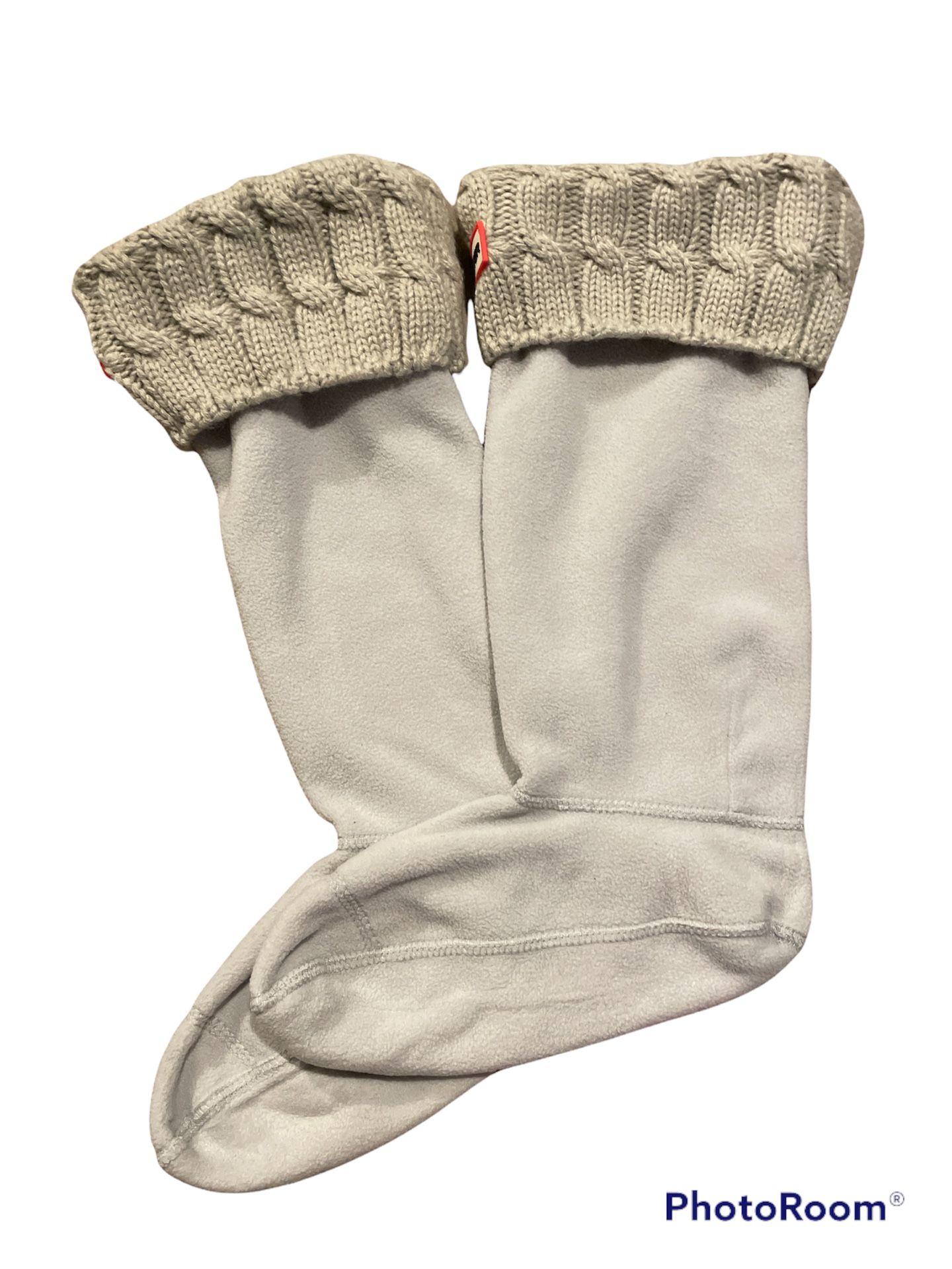 HUNTER 6 Stitch Cable Socks Tall Greige Women's Size M Boot Socks NIB Winter