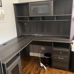 L Shaped Computer Desk with Hutch