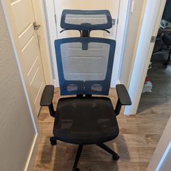 Flash Furniture Ergonomic Mesh Office Chair with Synchro-Tilt, Pivot Adjustable Headrest, Lumbar Support, Coat Hanger & Adjustable Arms-Blue/ Black