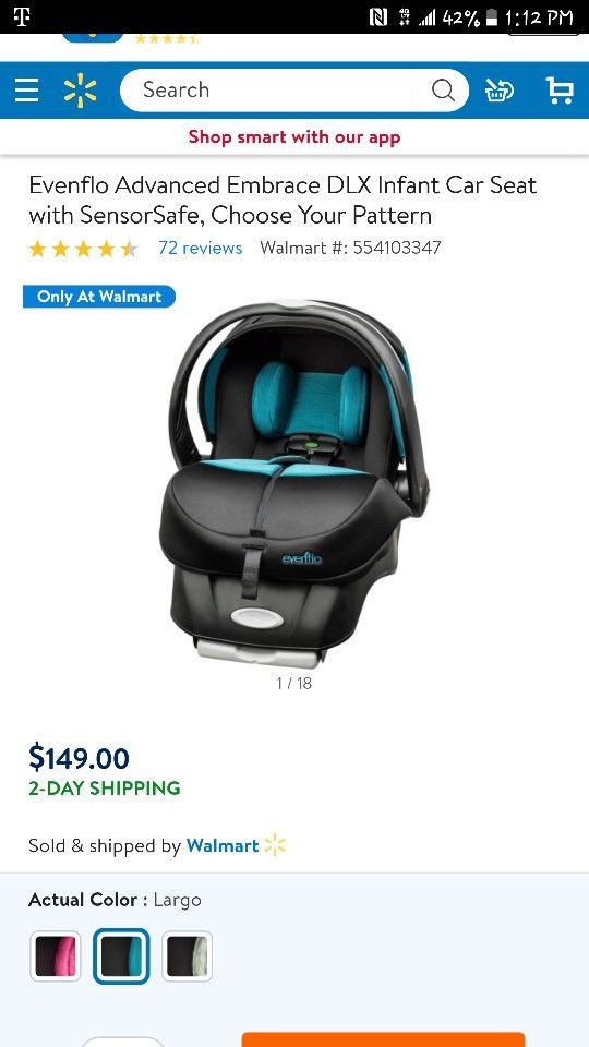 Evenflo advanced sensorsafe car seat