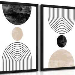 16x24 Set Of 2 Neutral Abstract Geometric Wall Art
