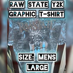 Raw State Y2K Graphic T-Shirt (L)