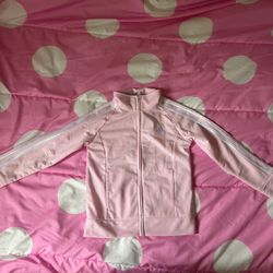 Size 5 Adidas Track jacket Pink with white stripes  