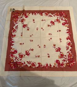 Mid Century Printed Cotton Tablecloth 52"X 52"